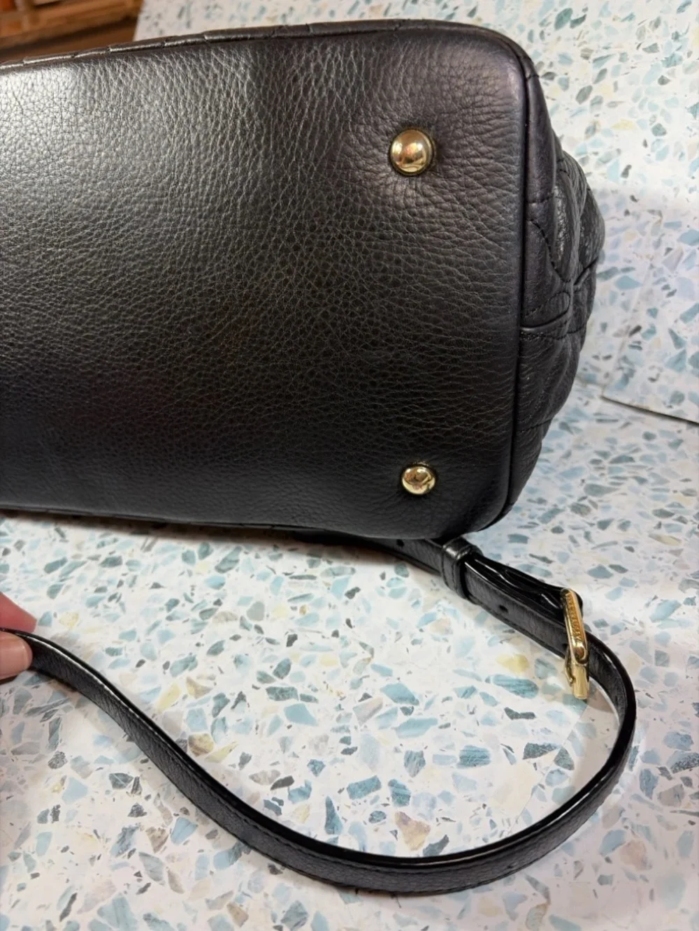 Vera Bradley Black Quilted Satchel with Floral Lining - Picture 11 of 11